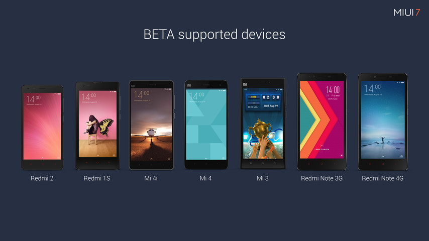 MIUI 7 Global developer version currently supported devices