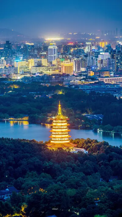 西湖夜景-【视觉中国】