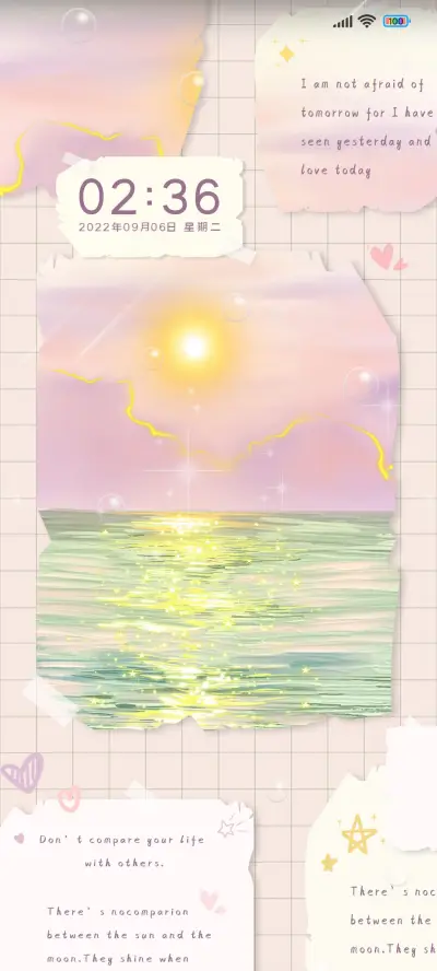 清新日出油画贴纸